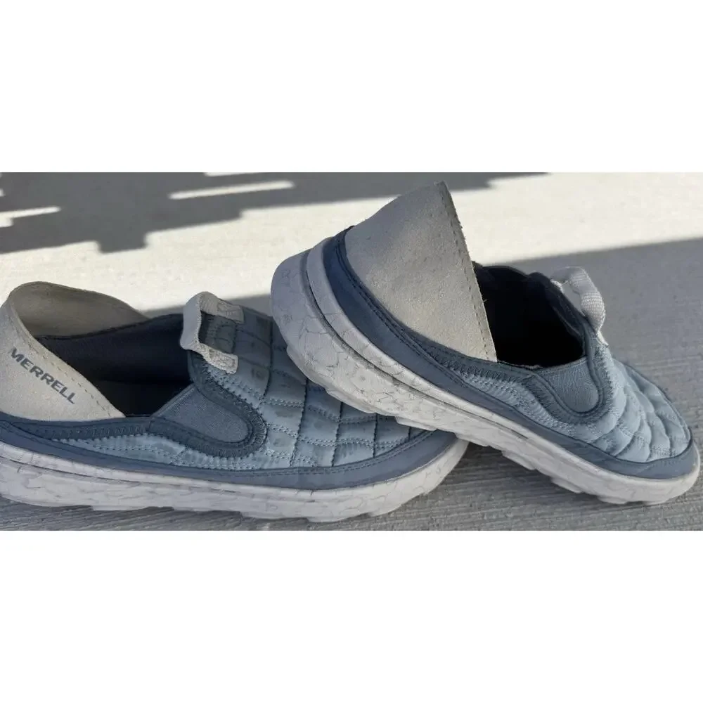 Merrell Hut Moc Women’s 8 Slip On Shoes Blue Quilted Ripstop Camp Loafers